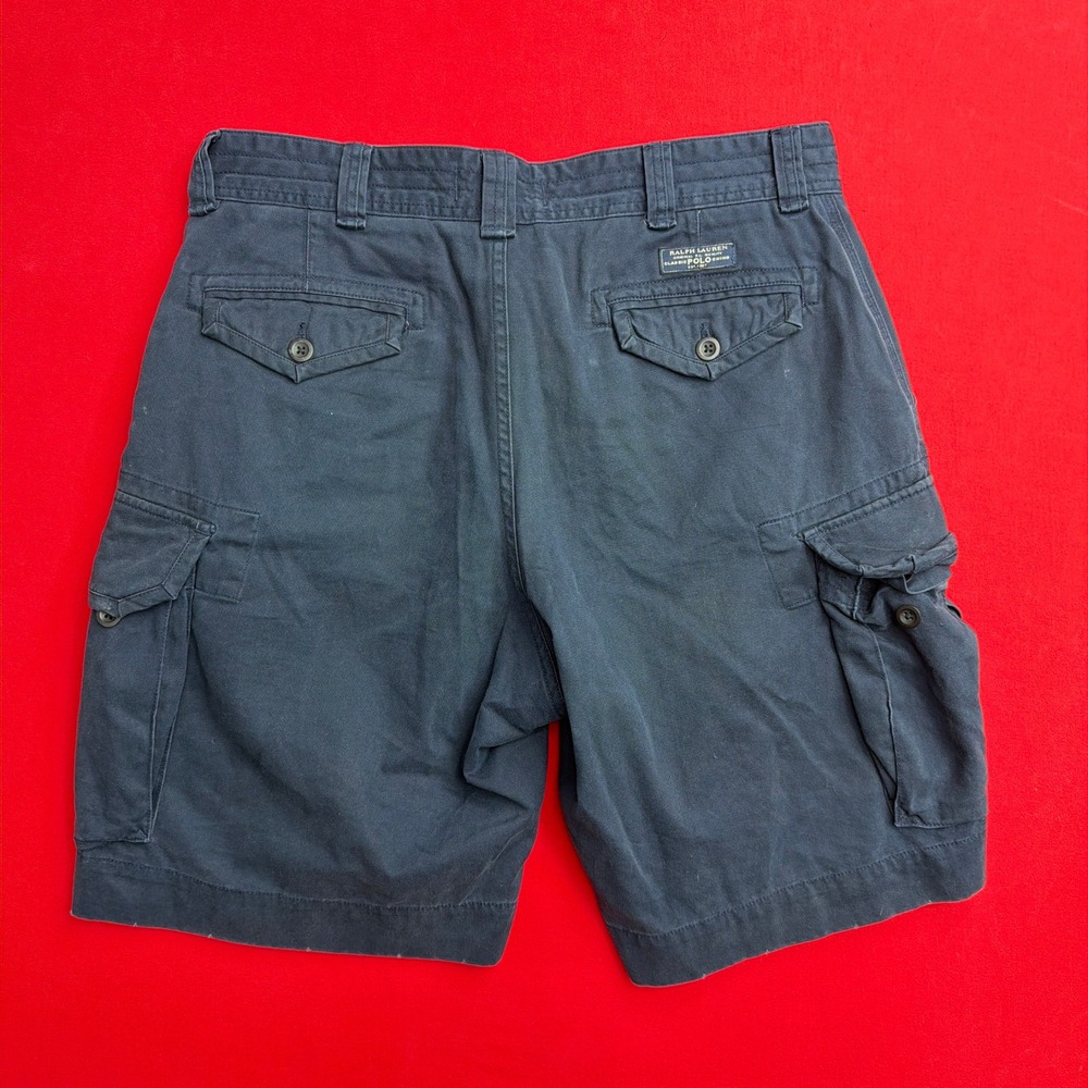 Polo Ralph Lauren Mens Cargo Shorts Navy Blue Cotton Classic Polo Chino Size 35 - Picture 6 of 7